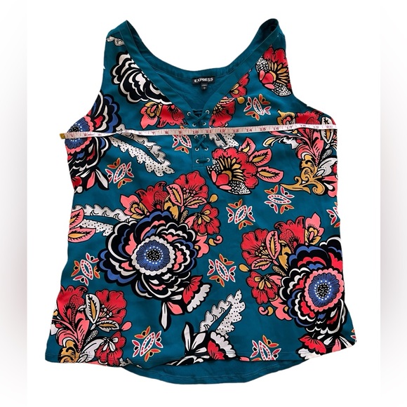 Floral Boho Lace-Up Tank Top spring summer - Picture 3 of 7